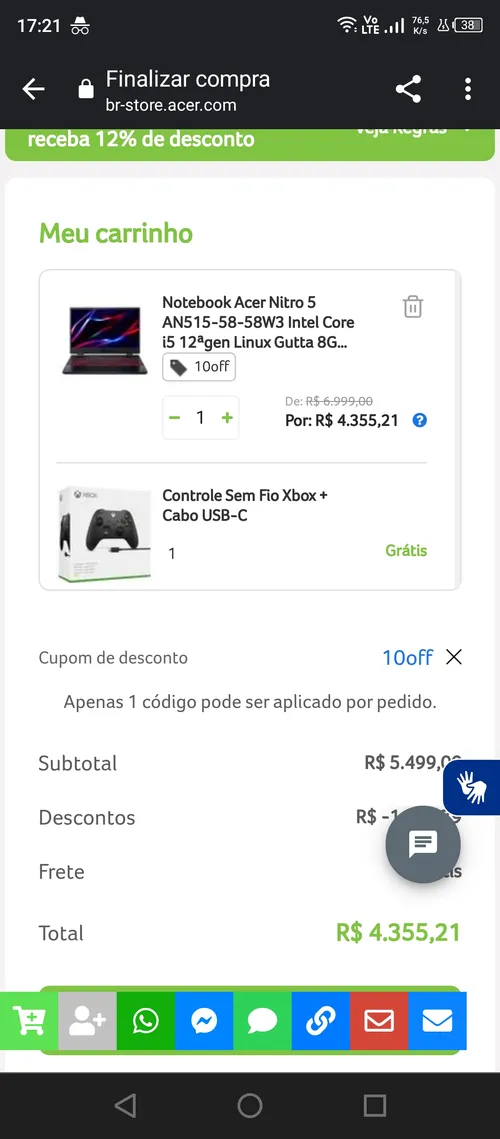 Imagem na descrição da promoção