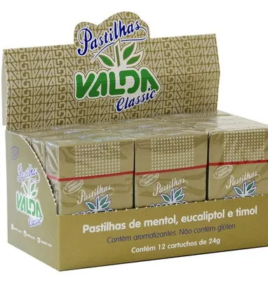 [PRIME] Pastilhas Valda Classic, Kit com 12 Cartuchos de 24g, Mentol,Eucaliptol e Timol | R$48