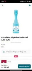 ÁLCOOL GEL HIGIENIZANTE MURIEL AZUL 60ML R$1,4