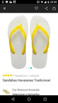 Sandálias Havaianas Tradicional - Branco e Amarelo - R$15