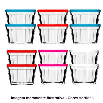 Tigela de Vidro Americano 4210 150ml 12 Peças Cores Sortidas - Nadir