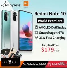 Smartphone Xiaomi Redmi Note 10 - 4/64gb R$1254