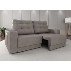 [Boleto ou 1x CC] Sofá Retrátil 3 Lugares Cinza Velosuede Soft London - At.home | R$567