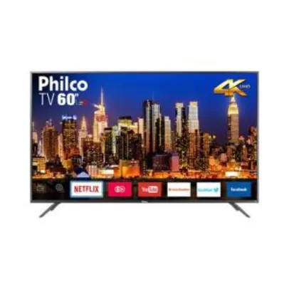 Smart TV LED 60" Philco PTV60F90DSWNS UHD 4K 3 HDMI 2 USB Preta com Conversor Digital Integrado R$2294