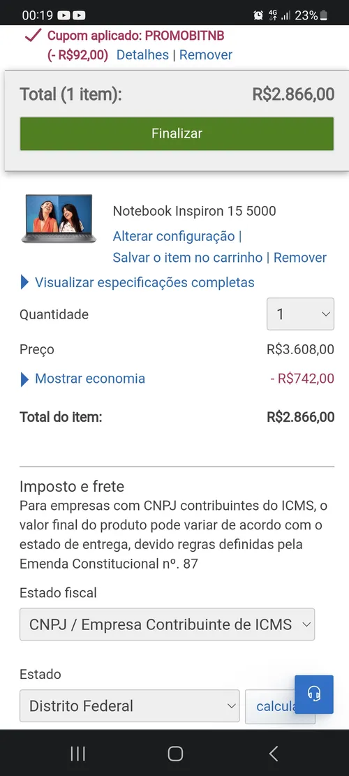 Imagem na descrição da promoção