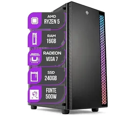 PC GAMER MANCER AMD RYZEN 5 4600G, Vega 7, 16GB DDR4, SSD 240GB, Fonte 500W 80 Plus