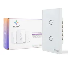 Interruptor Inteligente EKAZA, Touch, Wifi+BTE, 2 botões, Branco, Compativel com Google home e Alexa -T207-2W