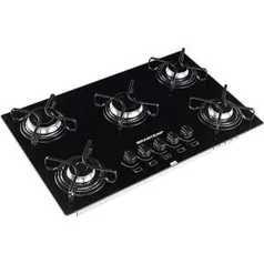 Cooktop Gás Ative! 5 Bocas Vidro Bivolt Preto - BDD75 - Brastemp - R$378