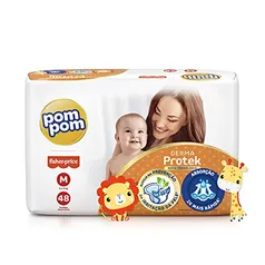 Fralda Pom Pom Derma Protek Tamanho Médio 48Un, Pom Pom