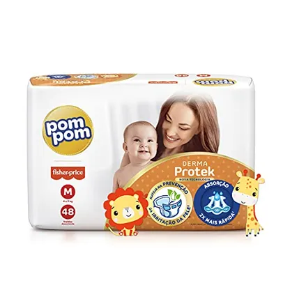 Fralda Pom Pom Derma Protek Tamanho Médio 48Un, Pom Pom