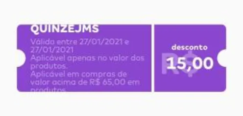 R$15 OFF para compras acima de R$65 no James Delivery