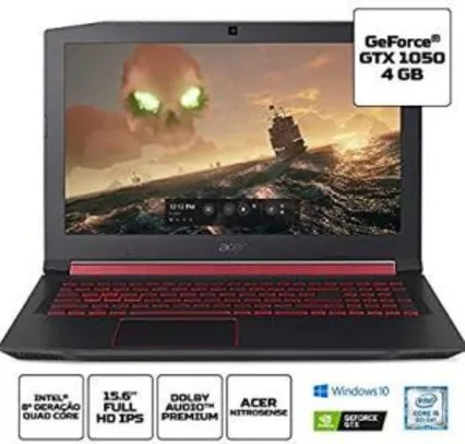 Notebook Gamer Acer Aspire Nitro 5 AN515-52-5188 Intel Core™ i5 8ª geração RAM de 8GB SSD de 512GB GeForce® GTX 1050 15.6” Windows 10