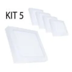 Kit 5 Painel Plafon Led 18w Branco Frio Quadrado Sobrepor