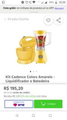 Kit Cadence colors Amarelo liquidificador+batedeira R$195