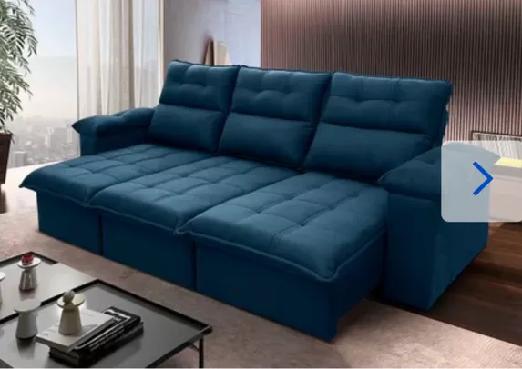 Sofá Retrátil/Reclinável Verona 2,30M Suede Velut Azul Marinho Marinho com Molas No Assento - King H