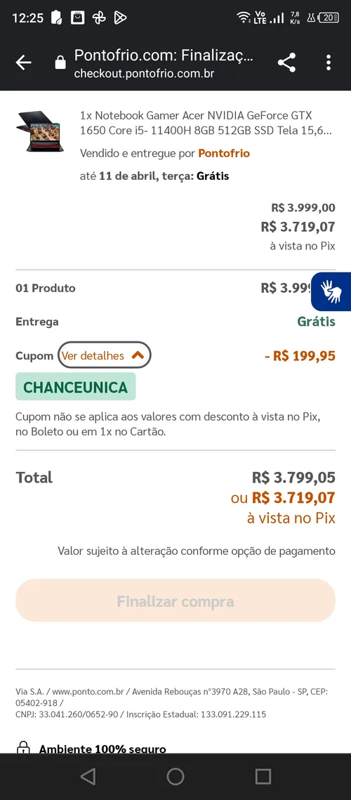 Imagem na descrição da promoção