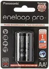 [PRIME] Pilha Recarregável PRO AA Eneloop BK-3HCDE/2BB R$62