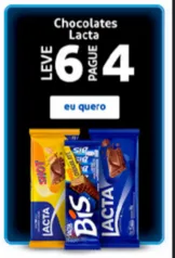 Leve 6 chocolates Lacta e pague 4 | R$2,79 a unidade