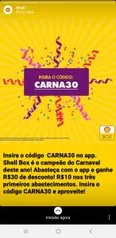 [1º Uso] R$30 OFF, dividido em 3 abastecimentos de R$10