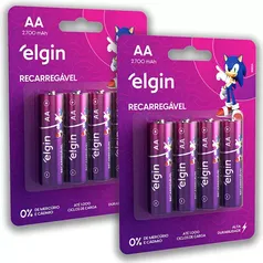 8 Pilhas Recarregável AA Pequena 2700mah Elgin