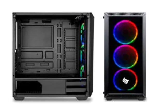 Gabinete Gamer Pichau Rostock + 3 Fans RGB - R$360