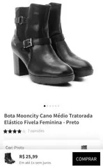 Bota Mooncity Cano Médio Tratorada Elástico Fivela Feminina - Preto - R$26