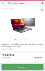 [APP] Notebook Asus RYZEN 5 3500U 8GB 1TB R$ 3229