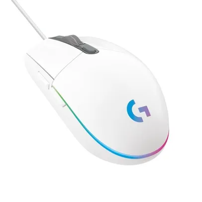 Mouse Gamer Logitech G203 LIGHTSYNC RGB Efeito de Ondas de Cores 6 Botões Programáveis e Até 8.000 DPI - Branco