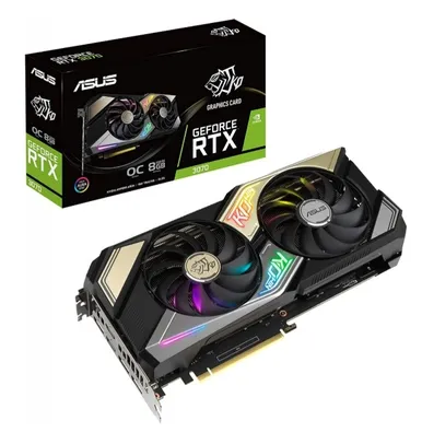 Placa de Vídeo Asus KO, Geforce RTX 3070 OC, LHR, 8GB, V2, GDDR6, DLSS, Ray Tracing, 90YV0FQF-M0NA00