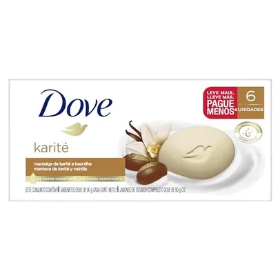 [Rec/ + por - R$ 17,09] Dove Sabonete em Barra Karité e Baunilha 90 g 6 unidades