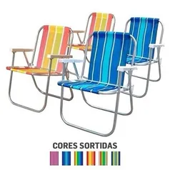 [R$ 38,41 com cashback] Cadeira Praia/Varanda Alta Alumínio Sortidas