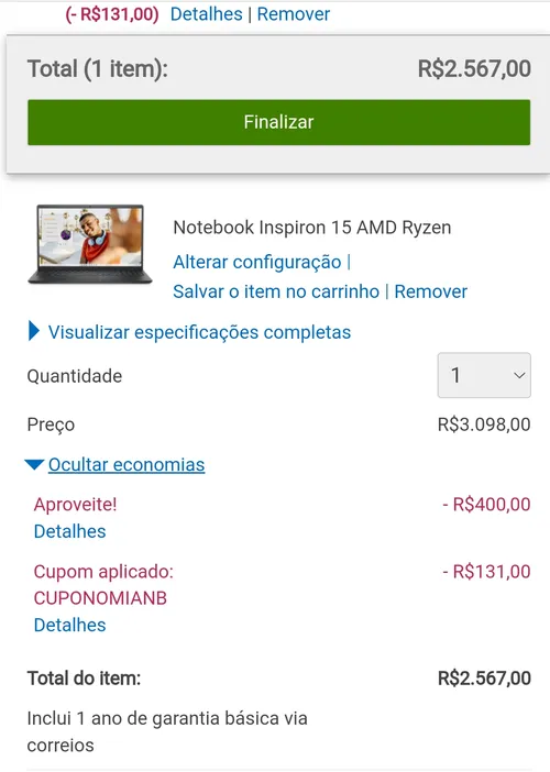 Imagem na descrição da promoção