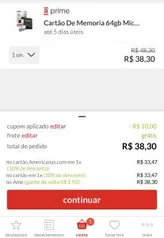 Cartão De Memoria 64gb Micro Sd Cl10 80mb/s Ultra Sdsquns Sandisk R$33