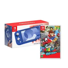 Console Nintendo Switch Lite Azul + Jogo Super Mario Odyssey