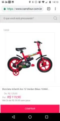 Bicicleta Infantil Aro 12 Verden Bikes - Vermelha e Preta | R$120