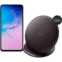 (R$2.399 com AME) Smartphone Samsung Galaxy S10e - Azul + Carregador Sem Fio Premium Afc - Preto (2 Posições) | R$2.999