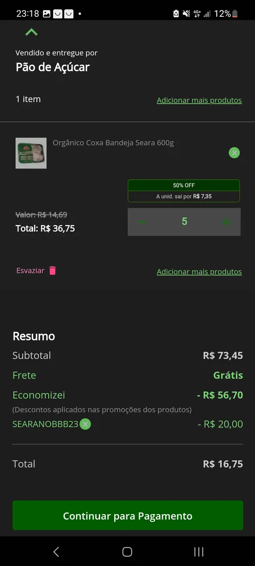 Imagem na descrição da promoção