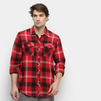 Camisa Xadrez Manga Longa Gajang Lumber Masculina - Vermelho | R$46
