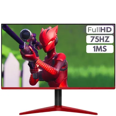 Monitor Gamer HQ, 22 Polegadas, Full HD LED, 75hz, 1ms, HDMI, Moba, Preto E Vermelho - 22ghq75