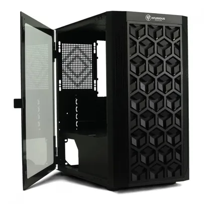 Gabinete Gamer XFurious Blaster, Mid Tower, Vidro Temperado, Sem Fonte, Com 3 Fans, Black 