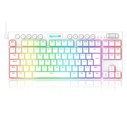 Teclado Mecânico Gamer Redragon Horus, RGB, Switch Blue, ABNT2, Branco - K622W-RGB (PT-BLUE)