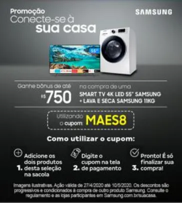 [APP Magalu] Desconto de R$750,00 em compra de SmartTV + Lava e Seca Samsung