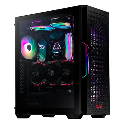 Gabinete Gamer XPG Starker Air, Mid-Tower, LED RGB, ATX, Lateral em Vidro Temperado, 2x Cooler Fan RGB, Preto - STARKERAIR-BKCWW