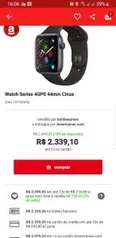 [Cartão Americanas] - Apple Watch Series 4 44mm | R$1.879