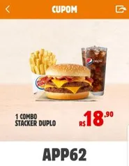 (App BK) 1 Combo Stacker Duplo por R$ 18,90