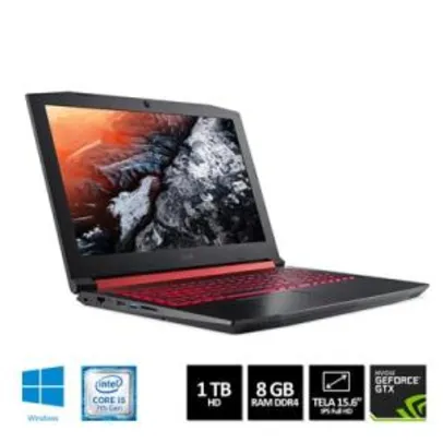 Notebook Acer Aspire Nitro 5 AN515-51-50U2 Core i5 8GB 1TB GeForce GTX1050 com 4GB Windows 10 15,6" - R$3387