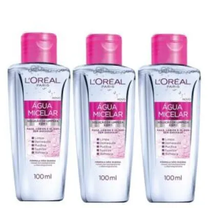 Kit L'Oréal Paris 3 Águas Micelar Solução de Limpeza Facial 5 em 1 100ml - Incolor