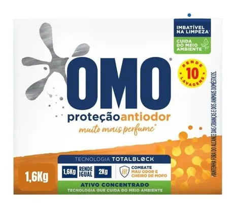 Sabão Em Pó Omo Proteção Antiodor 1,6kg Sports | R$11