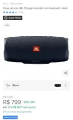 [ATÉ 12X SEM JUROS] Caixa de som JBL Charge 4 portátil com bluetooth black R$764