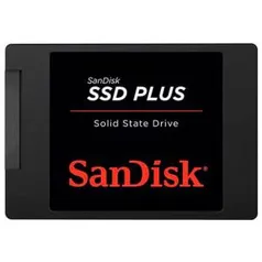 SSD Sandisk Plus, 240GB, Sata III, Leitura 530MBs e Gravação 440MBs - R$283